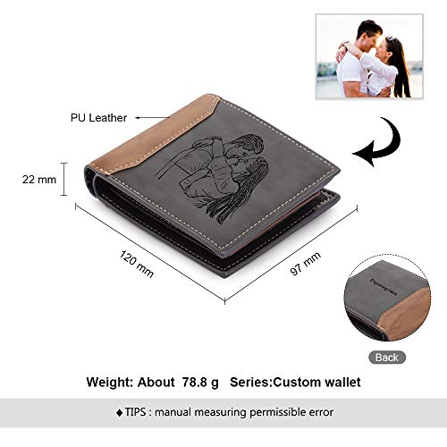 ALBERTBAND Personalized Photo Wallet for Men Custom Engrave Picture Wallet Leather Wallet Gifts for Men Boyfriend Dad Husband Birthday Anniversary Father's Day Gift (Type 5)2