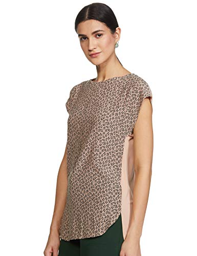 Image of Marks & Spencer Womens Printed Viscose Slash Neck Straight Fit Short Sleeve Top