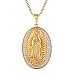Produktbild Suplight Damen Kette Jungfrau Maria Oval Christliche Medaille Anhänger Halskette 18K VergoldetReligiöse Kettenanhänger, Gold