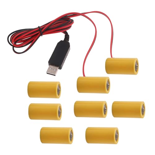 GRABLOOM 2in1 USB Power 6V C Eliminators Replace 4Pcs 1.5V C LR14 for LED Light Electronic Toy Alarm Batteries