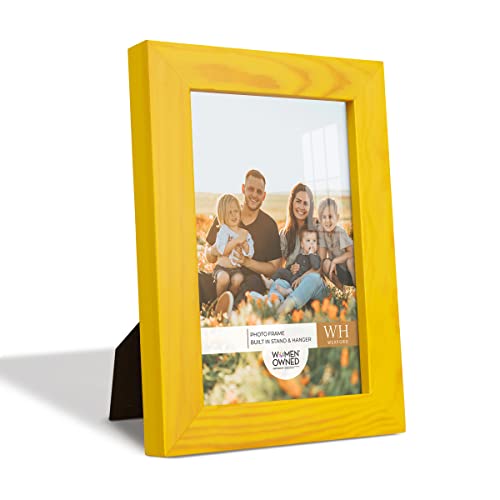 Renditions Gallery 4X6 Inch Picture Frame Sunflower Yellow Wood Grain Frame, High-End Modern Style, Made Of Solid Wood And High Definition Glass For Wall And Tabletop Photo Display #TOP3