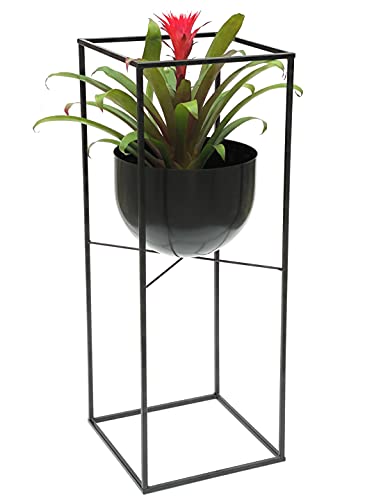 DanDiBo Blumenhocker Metall Schwarz Eckig 82 cm Blumenständer 438 Blumensäule Modern Pflanzenständer Pflanzenhocker