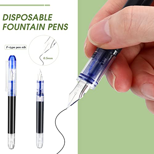 36 Pcs Disposable Fountain Pens Quick Drying Ink Calligraphy Pen Smooth Writing Pens For Journaling Office Supplies Sketching Doodling Beginner Artist Gifts (Black, Blue) #TOP1