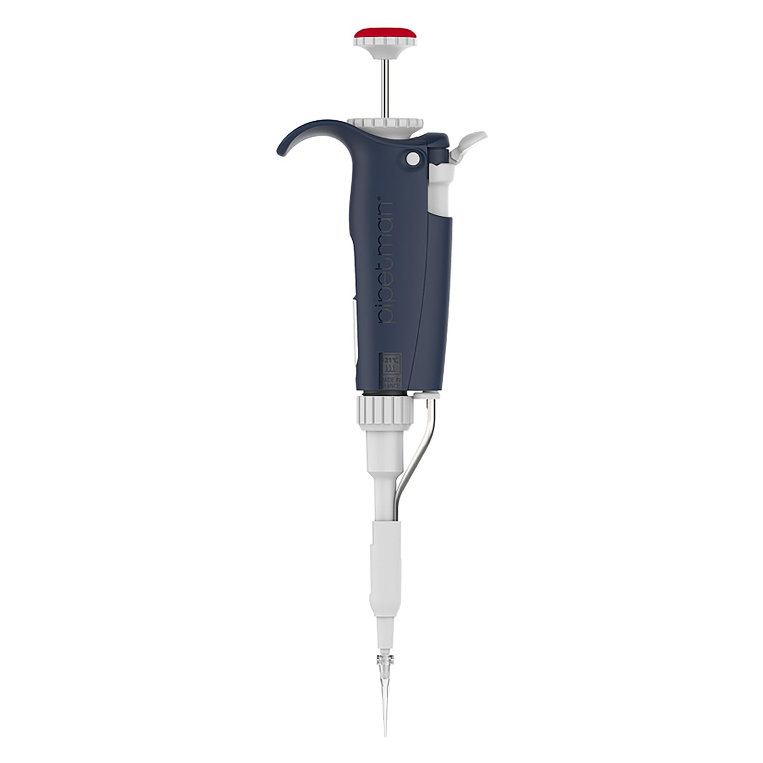 Gilson Pipetman L P10L Einkanalpipette mit Metallabwerfer, 10µl Kapazität, Rot/Blau