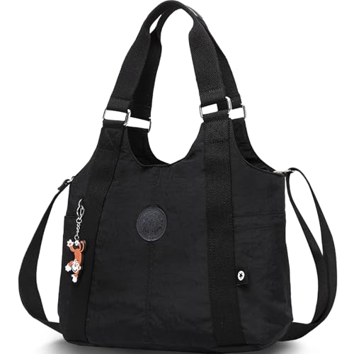 Image of ANEW Tote Bag for Women, Foldable Tote Bag With Zipper Travel Nylon Purse and Handbags Tote Purse Crossbody Bag