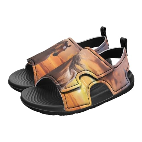 Cugasmaru Boys Water Shoes Size 2 Horse Slide Sandals for Kids Slippers Big Boys Sandals with Hook and Loop Cute Slip On Shoes Breathable Summer Slippers for Beach Sport Hiking