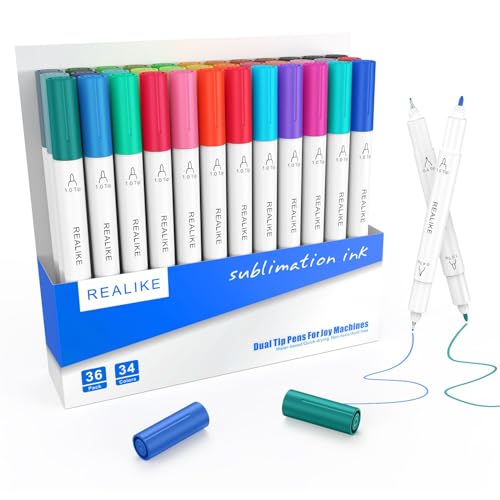 REALIKE Dual Tip Infusible Pens Compatible with Cricut Joy/Xtra 36 pcs Sublimation Markers Pens Set(0.4 Tip & 1.0 Tip)