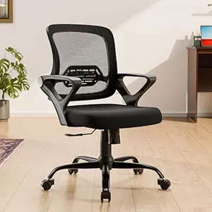 Green Soul Pebble Office Chair, Mid Back Mesh Ergonomic Home Office Desk Chair with Comfortable & Spacious Seat (Pebble_MB_Black)