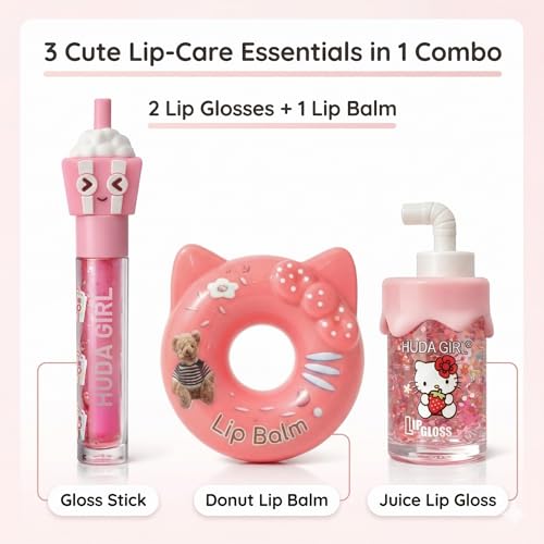 Image of Lip Gloss Combo for Girls, Lip Oil | Juicy LipGloss, Moisturizing Lip Balm, Perfect Glossy Finish, Everyday Glam, Gifting