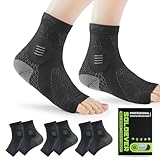 3 Pairs Neuropathy Socks for Women & Men, Toeless Plantar Fasciitis Socks for Achilles Tendonitis Relief, Arch Support, Foot Pain Relief, Compression Ankle Socks for Swelling (Black+Black+Black, X-Large)