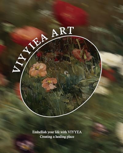Image of VIYYIEA Vintage Gold Framed Wall Art for Living Room, Flowers Canvas Prints Home Decor, Oil Painting Picture, Bedroom Wall Decor Gifts for Friends or Family -【Poppies】-(16L x 12W)