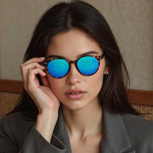 Image of Small Round Polarized Sunglasses for Women Men Compact Vintage Style UV400 Protection Classic Lightweight
