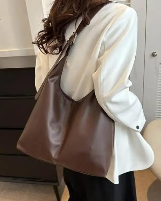 Image of Hobo Shoulder Bag for Women - Soft PU Leather Slouchy Tote Purse | Casual Lightweight Handbag for Work, Travel & Everyday Use
