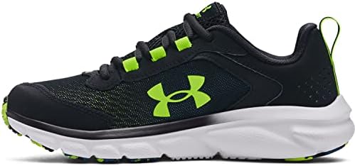 Under Armour Boy's Grade School Assert 9 Running Shoe, (006) Black/Static Blue/Lime Surge, 6 Big Kid