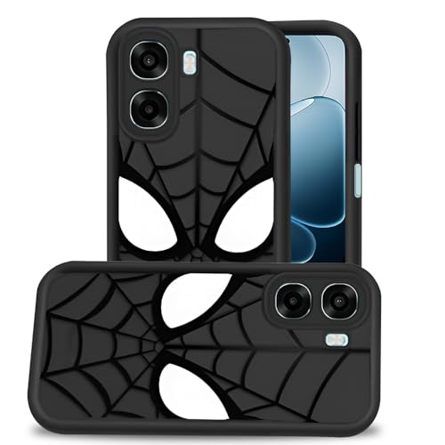 Image of AESTMO Back Case Cover for Oppo A6S 5G / Oppo K14X 5G / Oppo A6X 5G Cover | Spidey Face Mask Design | Silicone Case | Full Body Protection | Camera Protection Back Cover (Black)