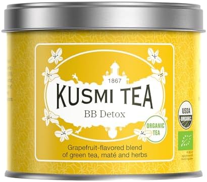Kusmi Tea - BB Detox - Iconic Detox Tea - 100% Organic - Blend of Green Tea, Mate & Grapefruit - Organic Flavored Yerba Mate Tea - Loose Leaf - Tin Box of 3.5 oz - Quantity for about 50 cups