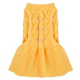 DELIFUR Dog Knit Dress Cute Warm Sweater Pet Winter Clothes The Princess Skirt for Small Dogs and Ca