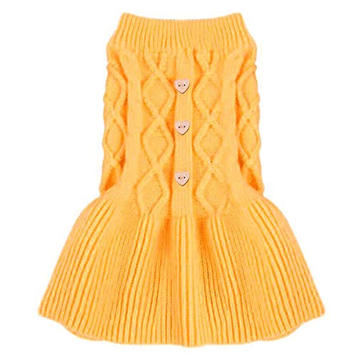 Delifur Dog Knit Dress Cute Warm Sweater Pet Winter Clothes The Princess Skirt For Small Dogs And Cats Yellow Blue (Small, Orange) #TOP30