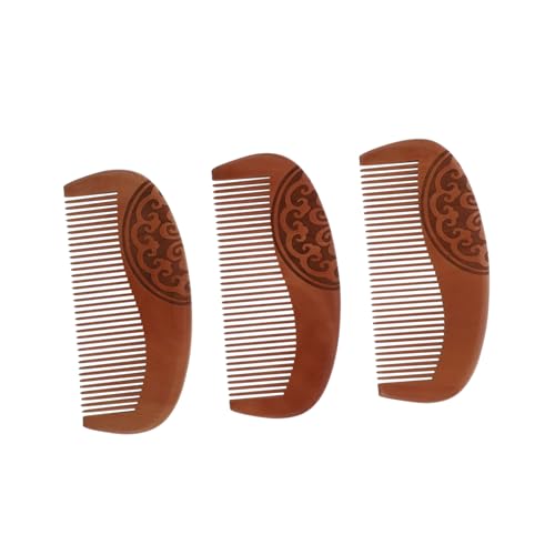 Healvian 3pcs Peach Wood Hair Combs Dual-sided Sculptural Styling Combs