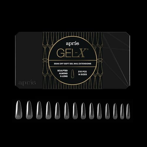 Aprs Gel-X Almond Box of Nail Tips | 280 Gel-X Tips Soft Tips 14 Sizes 00-9 | Half-sizes Included (Sculpted Almond Extra Long 280 Count)