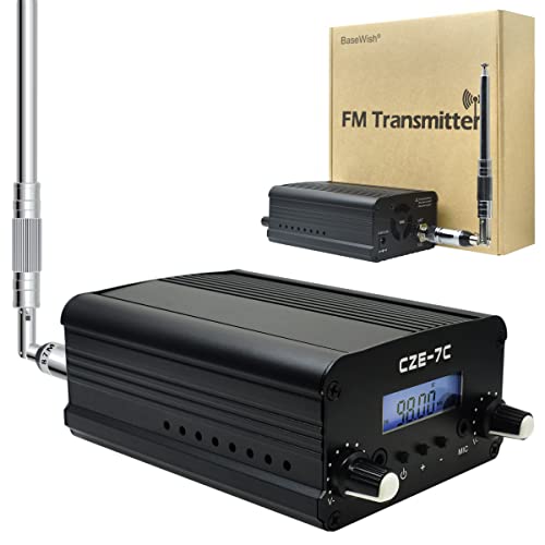 BASEWISH 7W 1W FM TRANSMITTER MINI RADIO STEREO STATION PLL LCD ANTENNA