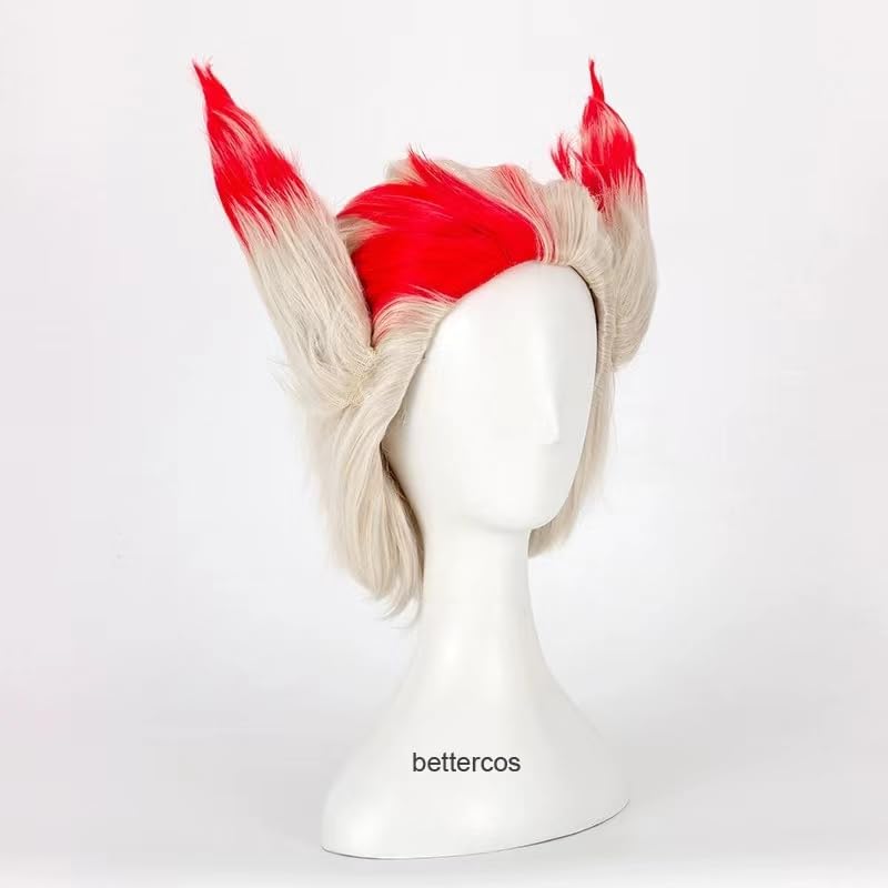 Rakan Men's Silver Mix Red Cosplay Wig Hair Role Play Halloween Christmas Costume Comic Convention Heat Resistant Synthetic Wigs+Wig Cap
