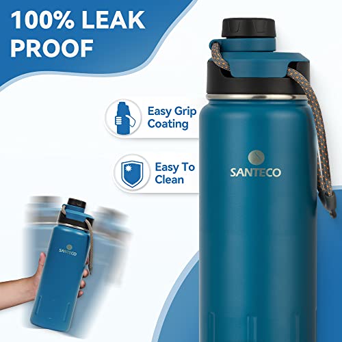 Santeco Stainless Steel Insulated Water Bottle, 500 ml/710 ml, Leak-Proof Thermos Flask, BPA-Free, with Screw Cap, for Sports, Running, Bike, Yoga, Hiking and Camping, Sports Lid - Image 5