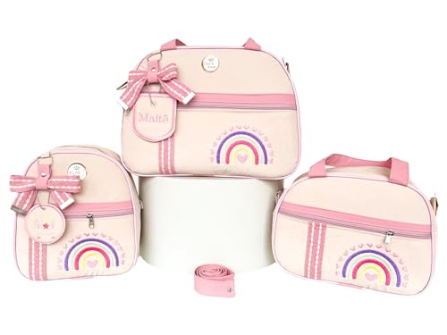 Kit Bolsa Maternidade Arco-íris/Unicórnio Jardim Encantado 4 Peças Personalizado