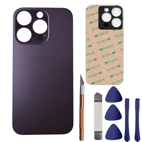 14 Pro Back Glass Replacement for iPhone 14 Pro Rear Back Glass with Pre-Installed Adhesive + Reparing Toolkit(Deep Purple)