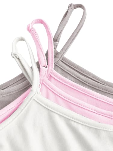 Image of SOLY HUX Girl's Tank Tops 3 Packs Cute Ruched Spaghetti Strap Camisole Slim Fit Undershirts