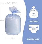 Ubbi Sacs en plastique pour seau à couches, sacs jetables pour déchets de bébé, 3 paquets, 75 unités, sacs de 13 gallons | Sacs jetables pour déchets de bébé, fabriqués à partir de 50 % de matériaux recyclés, chaque sac peut contenir jusqu'à 50 couches de nouveau-né