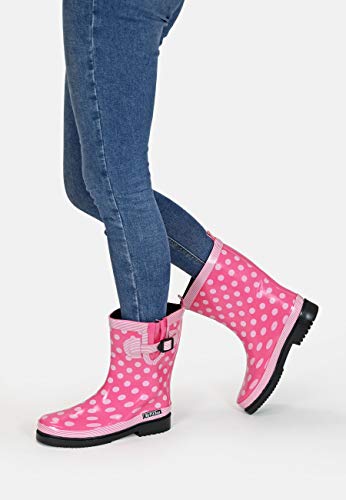 MADSea Damen Gummistiefel Ocean Halbschaft Pink mit Weißen Punkten, Größe:40 EU