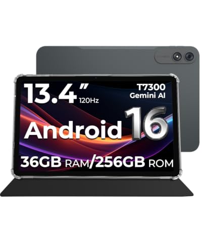 HNVHNV 13.4 inch Android 16 Tablet, T7300 Octa-Core, Black