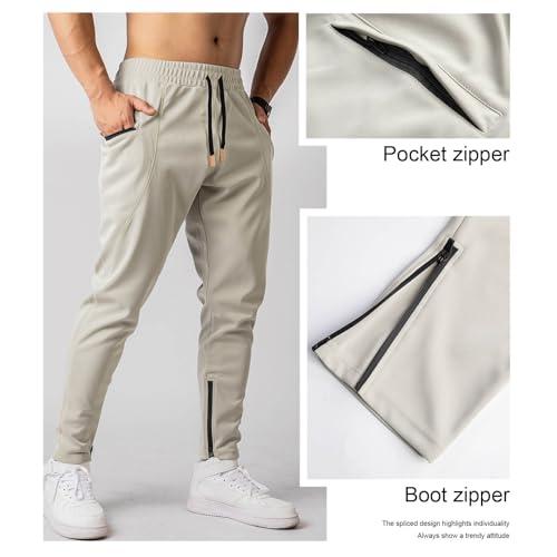 Outdoor Sweatpants Mens Sports Draswting Pockets Skinny Ankle Zipper Casual Pants Solid Color Active Trousers4
