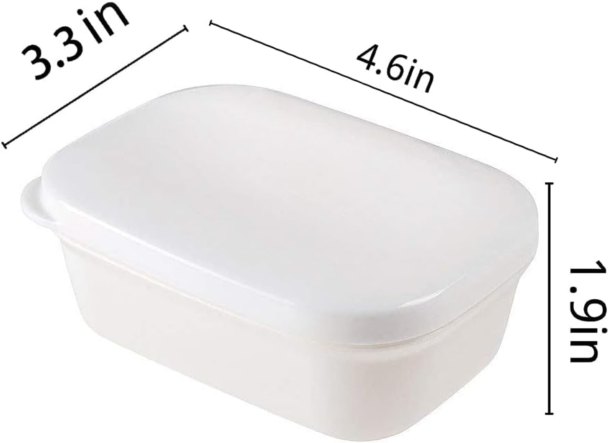 Soap Dish Container with Lid with Removable Drainer - White Square Soap Case Box for Travel Gym Shower Bathroom and Kitchen Sinks