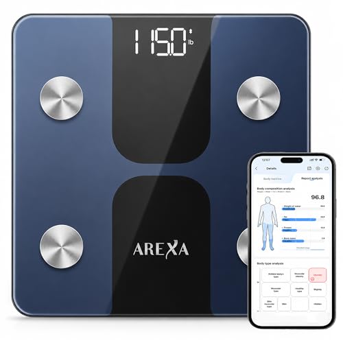 Smart Scale C1 with Bluetooth, Body Fat Scale, Wireless Digital Bathroom Scale, 15 Measurements, Weight/Body Fat/BMI, Fitness Body Composition Analysis, Black/White, lbs/kg