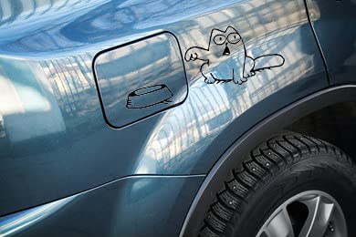 Cat Petrol Stickers for Fuel Tank Cap, Car Fuel, Funny Decorative for Window, Car Body, Kit 2 Pieces (Black)