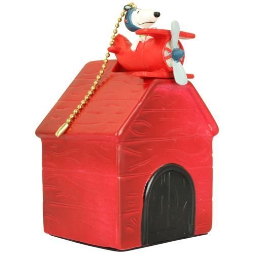 Peanuts Snoopy Red Barron Dog House Bank Kids Piggy Banks Bonus Light/Fan Pull.