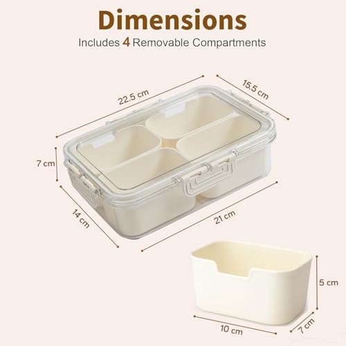Image of HOKIPO Fridge Storage Containers with 4 Partition - BPA Free Food Grade Plastic Storage Containers for Refrigerator & Freezer | Fresh Vegetable Crisper Box & Kitchen Storage Set (AR-6106)
