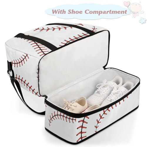Large Weekender Overnight Bags Sports Baseball Abstract Travel Duffel Bag for Women Men Gym Bag With Shoe Compartment Foldie Travel Tote Bag Carry On Personal Item Bag for Travel Gym Sports4