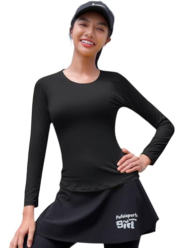 Image of Venzina Women's Long Sleeve Quick Dry T-Shirt UPF 50+ Sun Protection |Moisture Wicking, Stretchable, Lightweight Athletic Top for Yoga, Running, Dance, Gym & Casual Wear