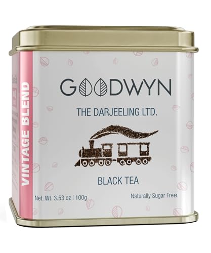 Goodwyn Second Flush Darjeeling Black Tea Loose Leaf – 50 Cups (100g / 3.5 oz) Natural Black Tea Family Pack | Low Caffeine, Sugar-Free, Fruity Floral Muscatel Taste | Rich Aroma, Flavorful Himalayan Chai | Authentic Indian Origin Tea, Handpicked Leaves, Traditional Assam Darjeeling Blend, Daily Refreshment, Gift-Ready, Tea for All Day, Premium Loose Leaf in Reusable Tin
