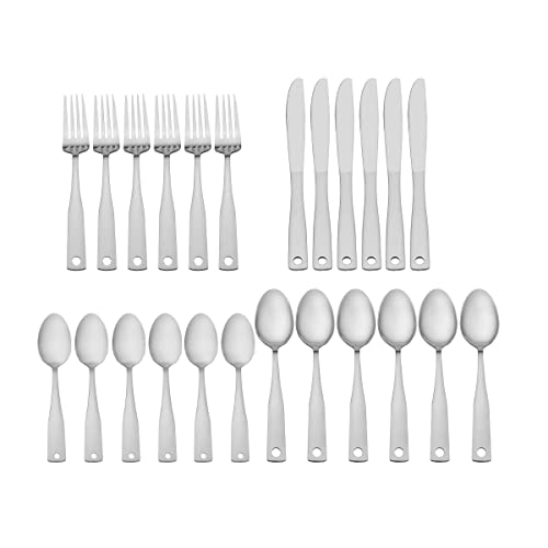 Pfaltzgraff Piccadilly 24 Piece Flatware Set With Wire Caddy, Service For 6, Stainless Steel #TOP6