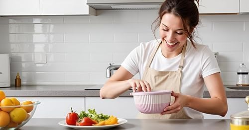 Mixing Bowls with Lids, 8-Piece Airtight Leak-Proof Nesting Plastic Bowl Set for Kitchen & Food Storage, Large 4200ml Capacity, BPA-Free, Microwave & Dishwasher Safe - Image 6