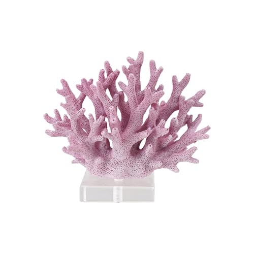 Creative Co-Op Resin Coral Décor with Acrylic Base, Plum Color by Creative Co-Op - Used condition - US$31.45