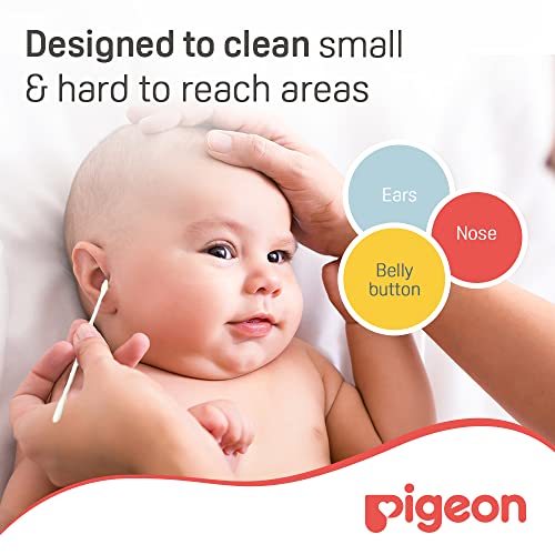 Image of Pigeon Cotton Swabs Extra Thin Stem | 100% Soft Cotton Tips | BPA Free & Eco Friendly | Gentle Baby Ear & Hygiene Care | White | 200 pcs (Pack of 2)