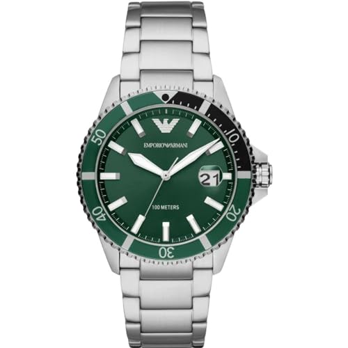 Emporio Armani Mens Three-Hand Date Stainless Steel Watch (Model: AR11338)