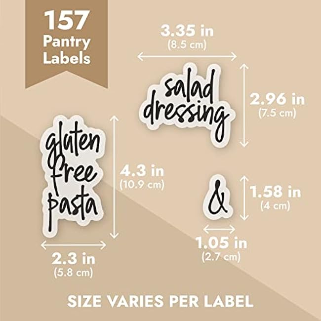 Talented Kitchen Pantry Labels for Food Containers - 157-Piece, Black Script Vinyl - Jar & Bin Labels & Food Storage Organization Stickers