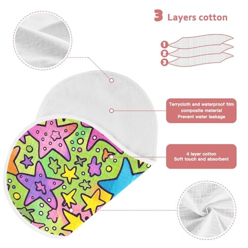 2 Pack Baby Burp Cloths, Soft Absorbent Burping Cloths for Babies, Cotton Milk Spit Up Rags, Large Size for Newborns, Baby Boys and Girls (Beautiful Colorful Stars) 5