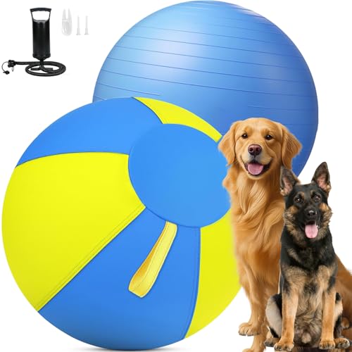 QWV 18 Inch Herding Ball for Dogs with Durable 1000D Oxford Cover - Interactive Dog Toy with Handles for Medium Breeds, Anti-Burst & Heavy Duty Herding Ball for Australian Shepherds, Border Collies